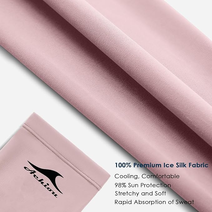 Achiou Cooling Ice Silk Arm Sleeves, Summer UV Sun Protection Compression Sleeves UPF 50+ for Women Volleyball Youth Sports