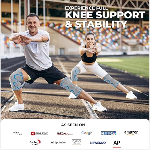 Modvel 2 Pack Knee Brace for Women & Men - Knee Support for Walking, Knee Compression Sleeves for Pain Relief, Knee Sleeves for Women, Knee Sleeves for Men, Knee Brace for Sports, Workouts & Arthritis