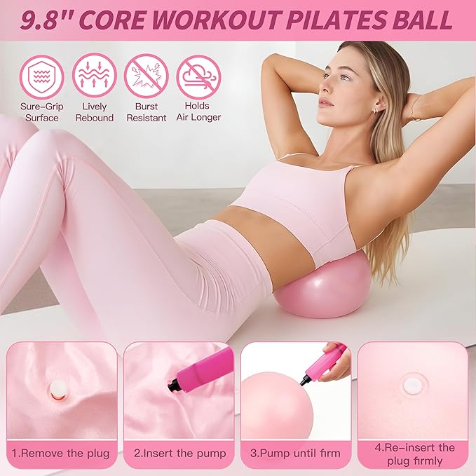 NANATI Pilates Kit, Pilates Essential Kit for Women, Pilates Equipment with 14.5" Pilates Ring and Ball, Resistance Bands,Dumbbells & Grip Socks Accessories, Home Pilates Workout Kit for Starter