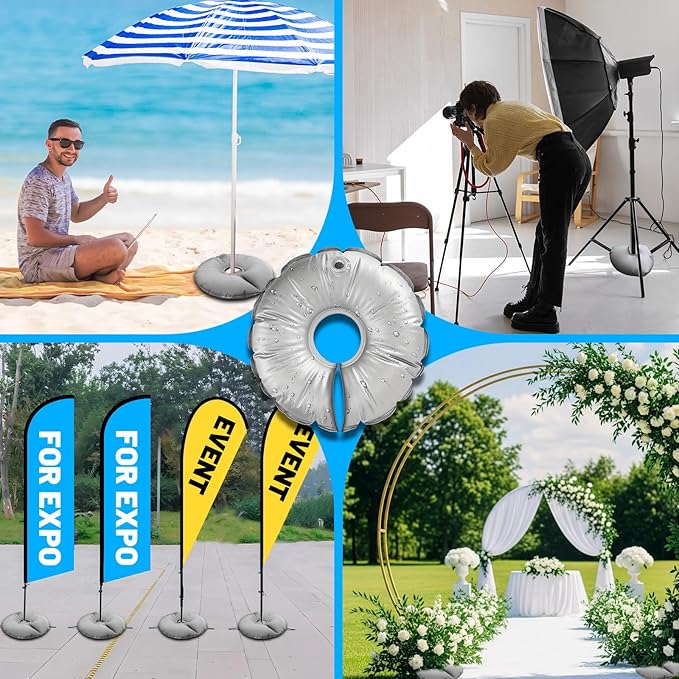 2 Pack 18" Water Bags for Feather Flag Base, Upgraded Thickened PVC Material, Openable Water Weight Bag for Feather Flag Stand Beach Umbrella and Photography Stand, 20 lbs Each