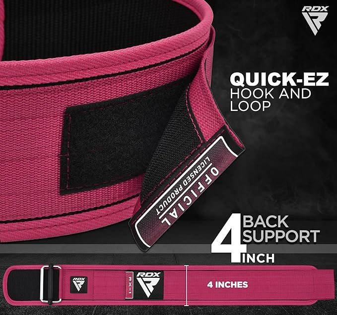 RDX Women Weight Lifting Belt 4” Adjustable Back Lumbar Support Bodybuilding, Powerlifting Strength Training Core Exercise Fitness Workout Squats Deadlifts,Ladies Home Gym Equipment
