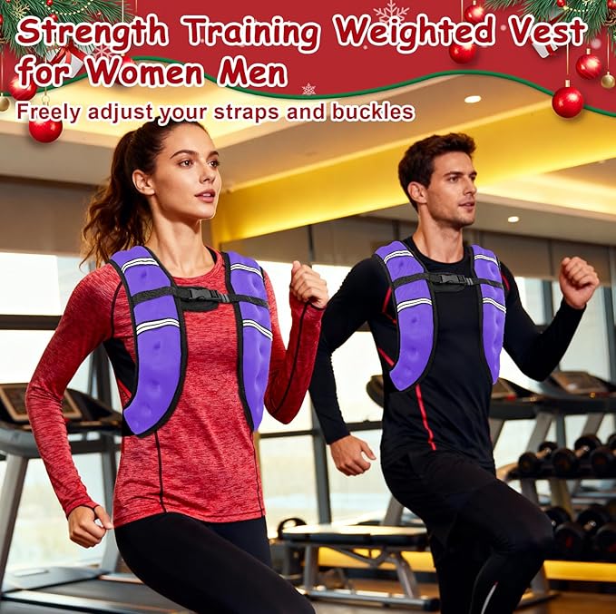 6lb/8lb/12lb/16lb/20Lb Weighted Vest Woman Men with Reflective Stripe, Chest Size Adjustable Strength Training Weight Vest for Walk Running Jogging