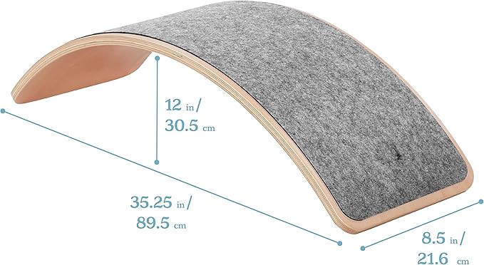 ECR4Kids Wooden Rocking Balance Board with Non-Slip Felt Base, Montessori Toy, Grey