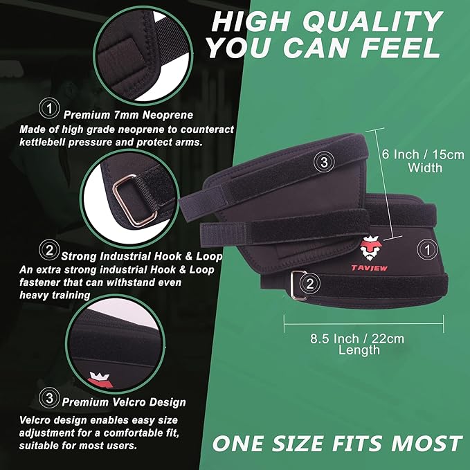 Kettlebell Wrist Guards, Adjustable Straps for Comfortable Fit, 7mm Protection - Covers Wrist and Forearm, Wear on Skin and Shirt, Lightweight and Durable (Pair)