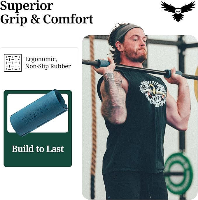 Thick Grips for Dumbbells & Barbells (2.0” diameter) - Thick Dumbbell Grips (One Pair), Arm & Forearms & Grip Strength