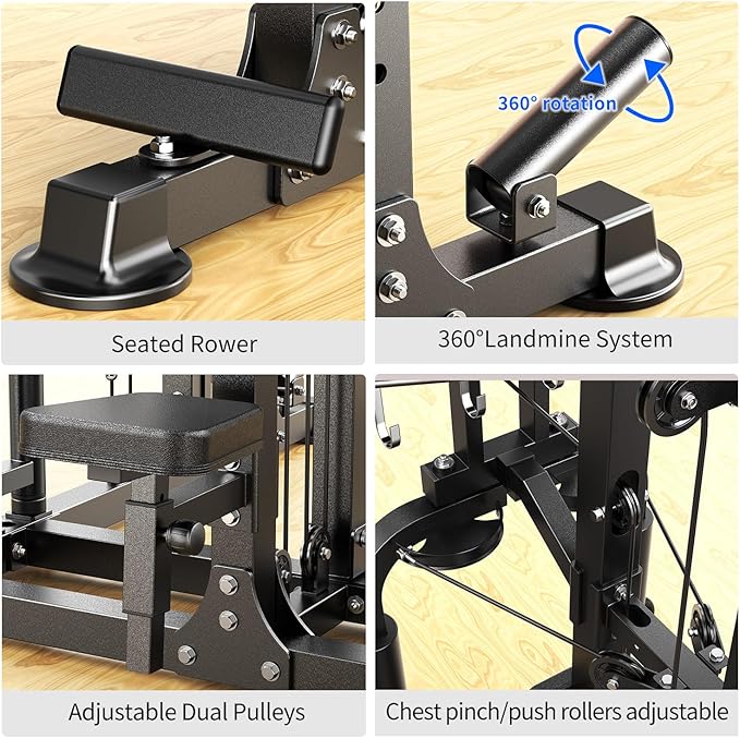 Multi-Purpose Squat Rack,Smith Machine Weight Rack Set with Cable Crossover System, Home Gym Power Racks, Power Racks and Packages