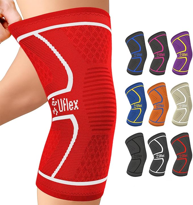 UFlex Athletics Knee Brace for Men and Women Knee Compression Sleeve Support for Arthritis Joint Pain Relief, Workout, Swelling, Sports, Circulation, Running, Recovery Support for ACL & Meniscus Tear