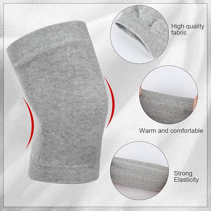 Geyoga 4 Pairs Knee Warmers for Women Men Breathable Leg Warmers Knee Brace Pad Leg Compression Sleeve for Cycling Running(Gray, Black,Medium)
