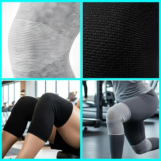 Bamboo Charcoal Compression Knee Sleeve for Runners & Arthritis - Elastic, Breathable Knee Support Pads with Warmth & Odor Control (Gray+Black) (X-Large)