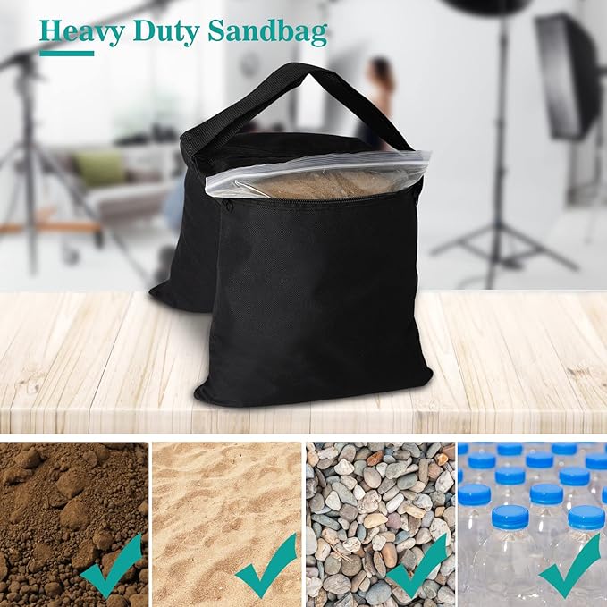 Aimosen 8 Packs Sandbags Weight Bags for Light Stand Photography Video Support, Heavy Duty Saddlebags for Backdrop Stand, Photo Tripod, Canopy, Pop up Tent, Umbrella Base, Fishing Chair, Wedding Shed