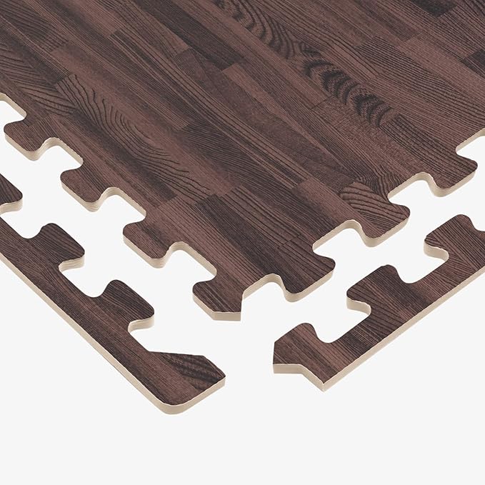 Forest Floor 3/8 Inch Thick Printed Foam Tiles, Premium Wood Grain Interlocking Foam Floor Mats, Anti-Fatigue Flooring – Stylish Flooring Solution