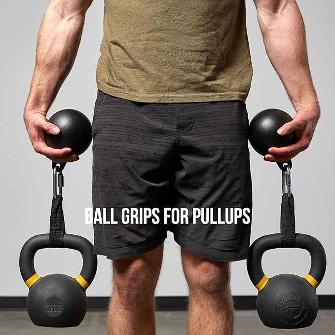 REP Fitness Cannonball Grips | Pull Up & Grip Strength Trainer for Cable Machines, Power Racks & Home Gyms : Includes Carabiner and 3" or 5" Straps Options | Forearm, Wrist & Hand Exerciser