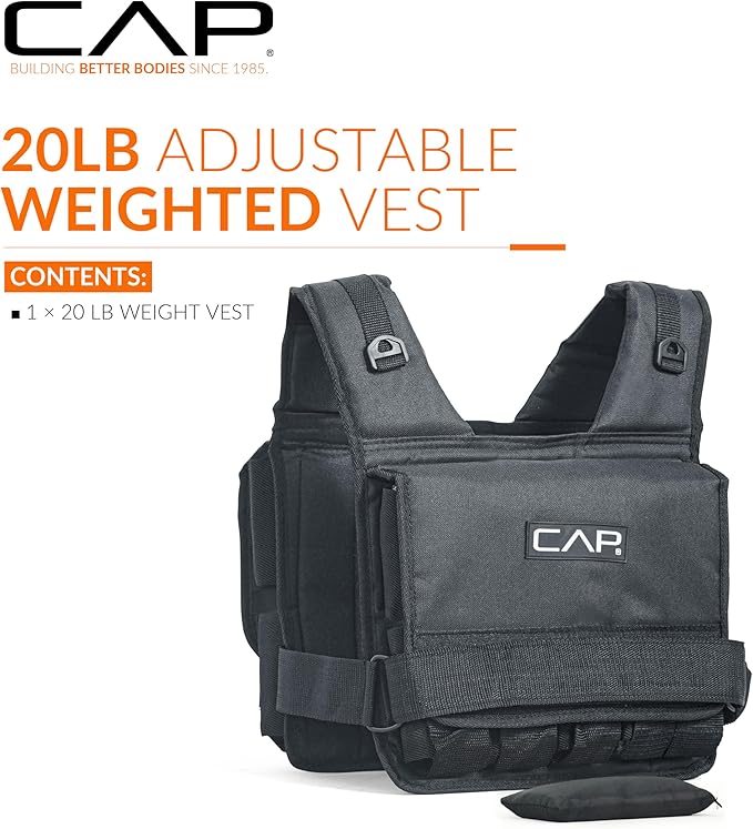 CAP Barbell Adjustable Weighted Vest | 20-150 lbs | Heavy-Duty Workout Vest with Removable Iron Weights for Strength Training, Cardio, Running, and Calisthenics