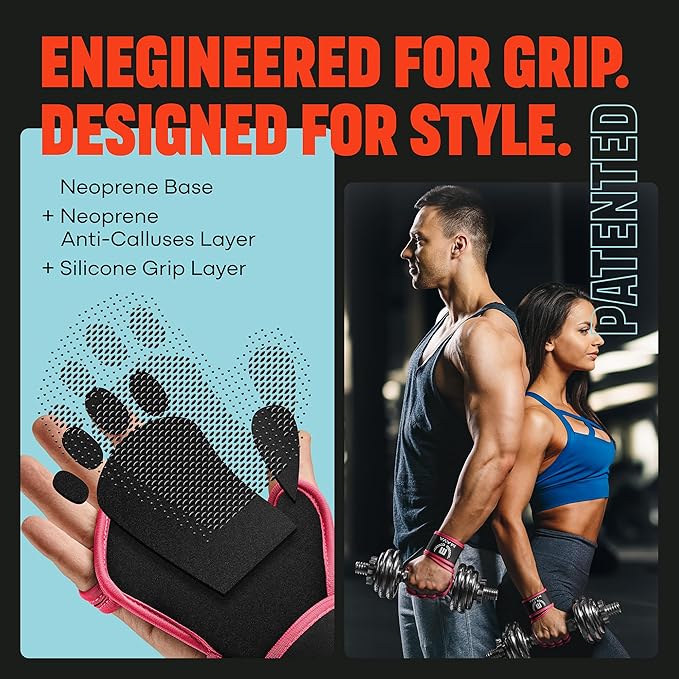 Mava Sports Open Gym Gloves with Integrated Wrist Support – Padded Weight Lifting Gloves for Men & Women – Silicone Grip Fingerless Workout Gloves for Cross Training & Fitness – 1 Pair