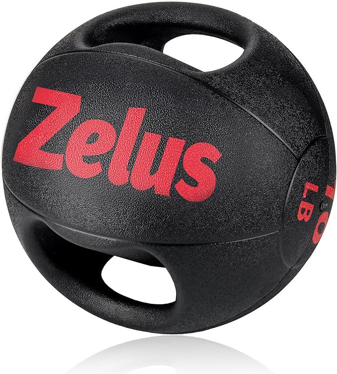 ZELUS Medicine Ball with Dual Grip| 10/20 lbs Exercise Ball |Weight Ball with Handles| Textured Grip Exercise Ball |Strength Training| Core Workouts
