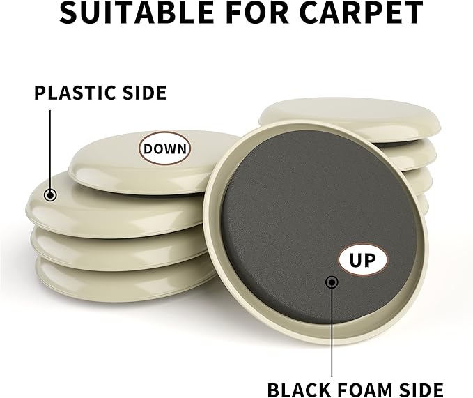 Yelanon Furniture Sliders (2.5” Beige) - 16-Pack Floor Protectors & Movers Sliders - Multi-Surface Non-Marring Pads - Effortless Glide Technology