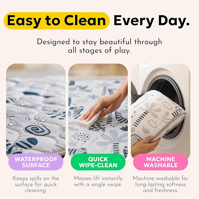Miotetto Baby Mat for Floor, 73" x 73" Playpen Mat, Thick Soft Foam Padding Baby Play Mat, Portable Quilted playmat - Washable Baby Floor Play mat, Non-Slip Play Mat for Babies & Toddlers