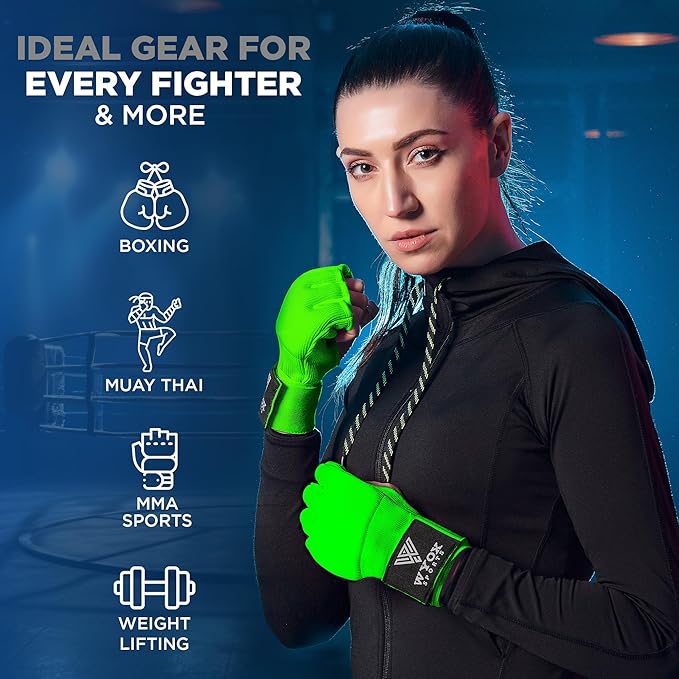 WYOX Gel Boxing Hand Wraps Inner Gloves for Men & Women – 80cm Quick Wrist Strap, Padded Knuckle Support, Fingerless MMA Muay Thai Kickboxing Wraps for Training, Punching & Martial Arts