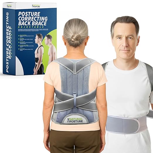 The Natural Posture Posture Corrector for Men and Women - Lumbar Back Brace and Shoulder Straightener - Helps Provide Lower Back Support and Relief - Adjustable, Comfortable and Easy to Wear