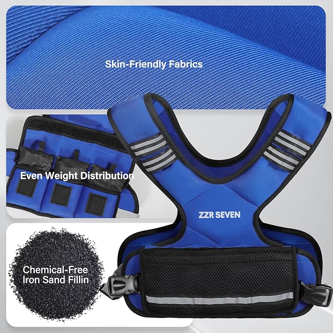 Weighted Vest for Women and Men, 4-10lbs/11-20lbs Adjustable Weighted Vest with 6 Iron Sand Weights, Running Vest for Strength Training, Workout, Running, Fitness, Weight Loss