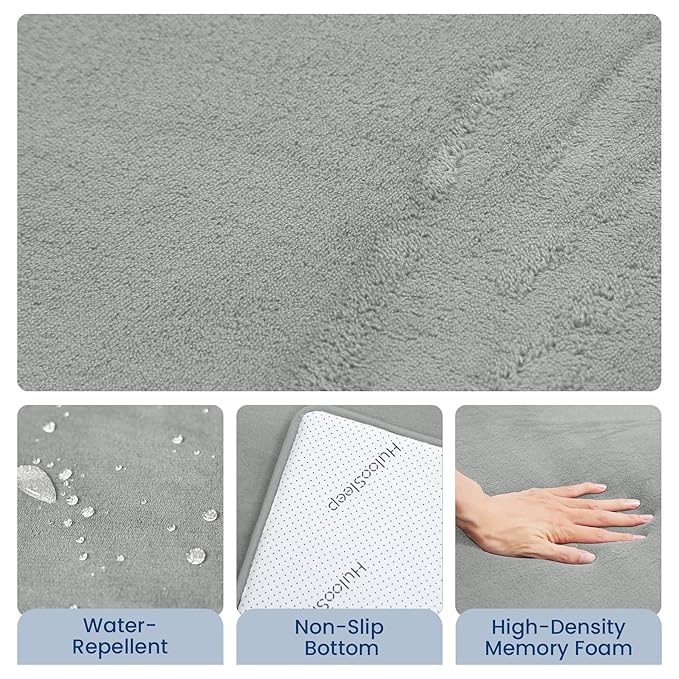 Huloo Sleep Baby Play Mat for Floor,1.3" Thick Elasti-Foam 50"×74" Playpen Mat for Tummy Time,Water Repellent Soft Coral Velvet for Toddler,Infant,Kids,Non-Slip Backing Safe for Crawling(Light Grey)
