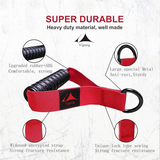 Heavy Duty Exercise Handles, Ultra-Durable Rubber Workout Grip Attachments for Cable Machines, LAT Pulldown, Resistance Bands, Home Gym and Commercial Fitness Equipment