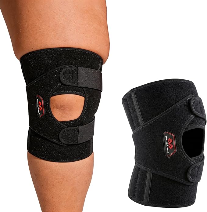 McDavid VOW Plus Size Knee Brace with Stays – Adjustable Over-Wrap Knee Support for Large Legs, Spring Steel Stays for Lateral Stability, Compression Knee Wrap for Men & Women Black