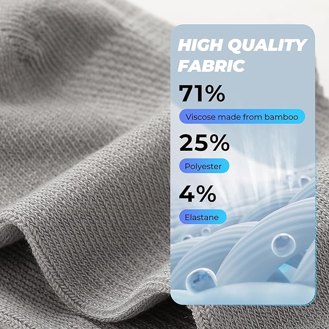 BAMBOO COOL Men's Ankle Socks Athletic Low Cut Heel Tab Cushioned Moisture Wicking, Running Arch Support Breathable, 8 Pack