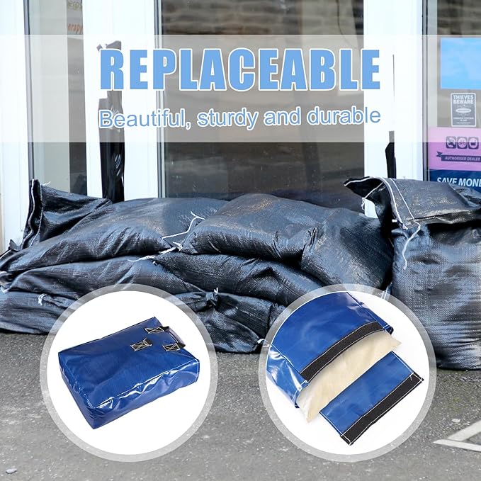 4pcs Vinyl Sandbags, Bounce House Inflatable Water Bounce House Heavy Duty Sand Bag Anchor Safety Weight Product for Water Slides Canopies and Tents (Blue)