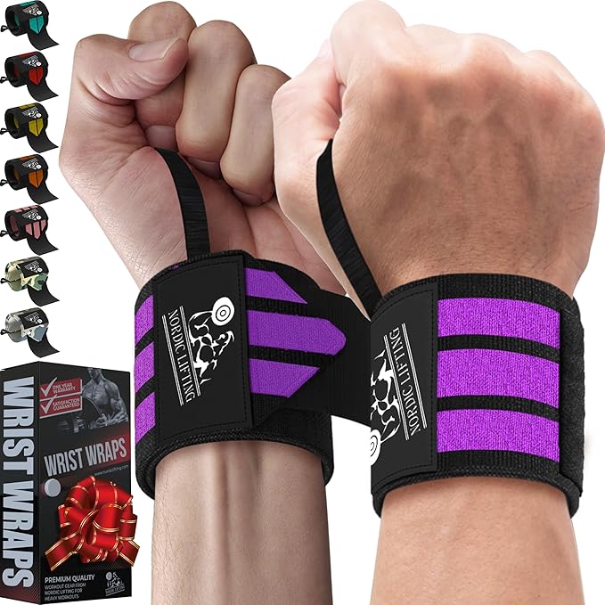 Nordic Lifting Wrist Wraps (1 Pair/2 Wraps) – Lifting Wrist Wraps with Thumb Loop for Weightlifting, Powerlifting & CrossFit – Durable Wrist Support Straps for Men & Women – Gym Essentials for Heavy Lifts
