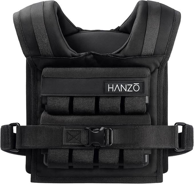 HANZO Weighted Vest for Men & Women 25lbs | 35lbs | 45lbs | 65lbs | Weight Vest With Removable Iron Weights, Adjustable Heavy Duty Weighted Workout Vest for Calisthenics & Fitness Training