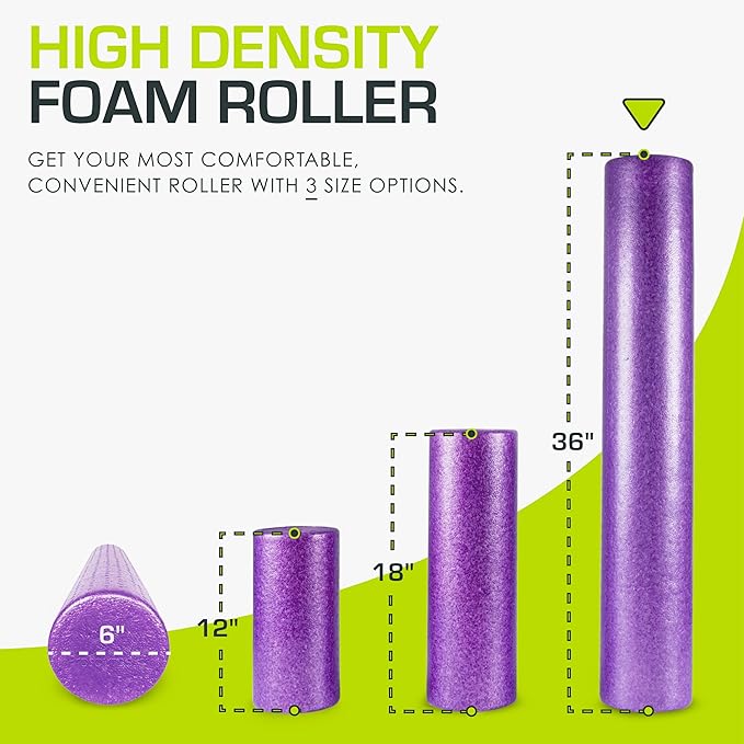 ProsourceFit High Density Foam Rollers Long, Firm Full Body Athletic Massage Tool for Back Stretching, Yoga, Pilates, Post Workout Muscle Recuperation