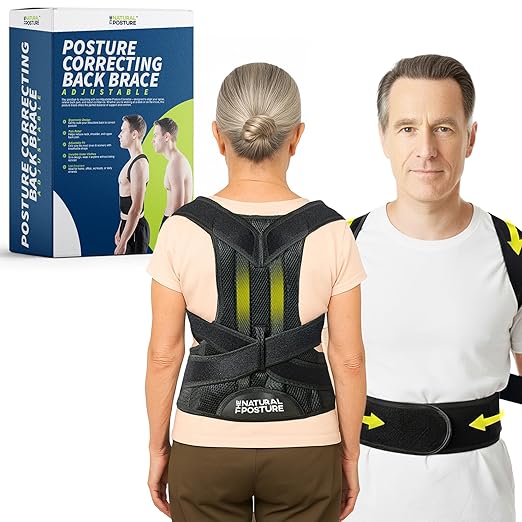 The Natural Posture Posture Corrector for Men and Women - Lumbar Back Brace and Shoulder Straightener - Helps Provide Lower Back Support and Relief - Adjustable, Comfortable and Easy to Wear