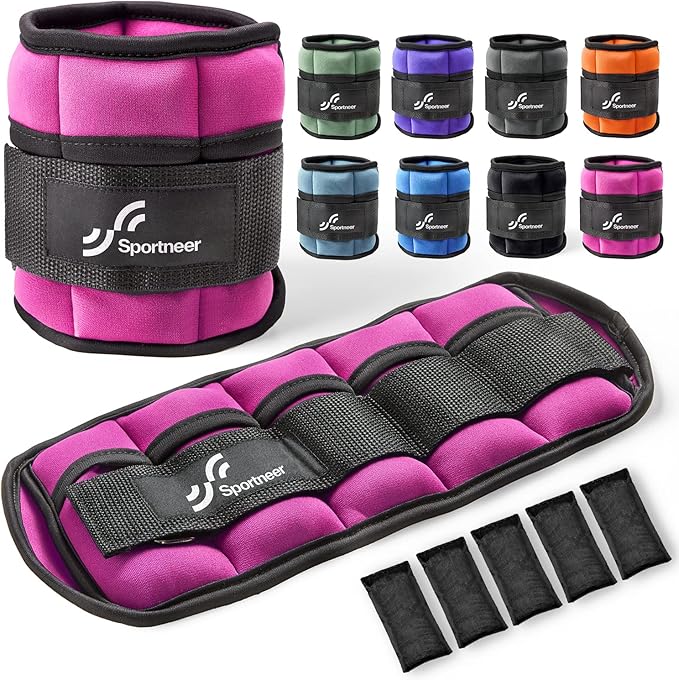 Sportneer Adjustable Ankle/Wrist Weights for Men Women Kids, Weighted Leg & Cuff Strength Training for Yoga Walking Running Aerobics Gym Fitness Physical Therapy