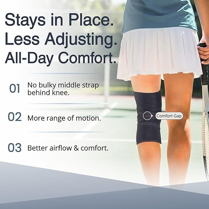 EXOUS BODYGEAR Knee Brace Meniscus Tear Support For Arthritis Acl, Mcl Pain Patented 4-way Adjustable Wraparound Strap Dual Side Stabilizer For Patella Stability Size [medium]