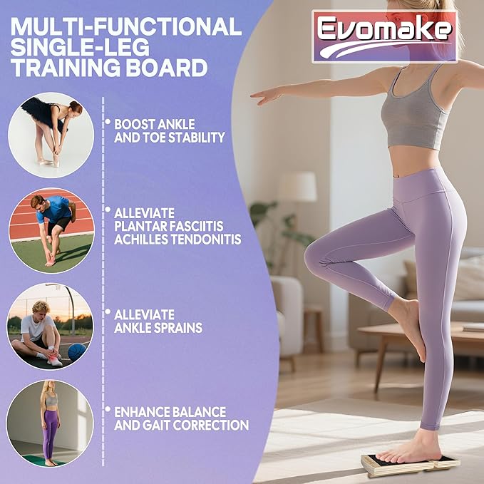 Ankle Balance Board - Foot Strengthener for Plantar Fasciitis, Foot Arch Stretcher, Sprained Ankle Recovery, Stability Exercises & Posture-Correction | Single-Leg | Non-Slip | AKS-2506H