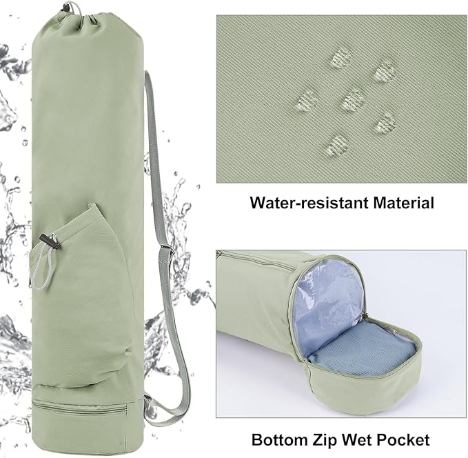 sportsnew Yoga Mat Bag with Water Bottle Pocket and Bottom Wet Pocket, Exercise Yoga Mat Carrier Multi-Functional Storage Bag, Patent pending