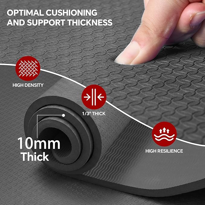 Stepwaver Extra Large Yoga Mat 6'x4'(1/3" & 1/4" Thick), Non-Slip, Ultra Durable, Wide Workout Mat, Wide Exercise Mats for Home Workouts, Yoga, Pilates, Stretching (Barefoot Exercise)