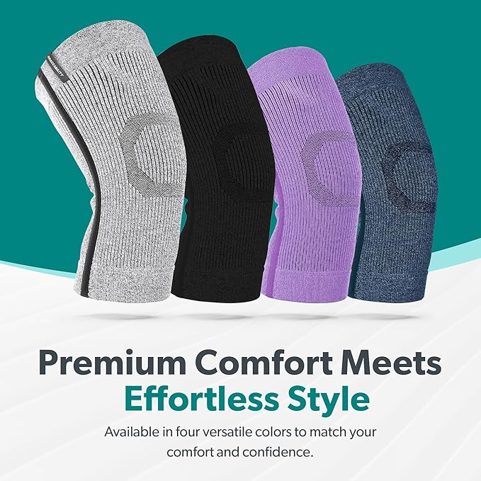 BraceAbility Knee Compression Sleeve - Knit Knee Pain Brace for Men and Women, Arthritis Relief, Meniscus Tear, Running, Workout, Sports, Swelling, Athletic Support for Joint Stability (XS/S Gray)