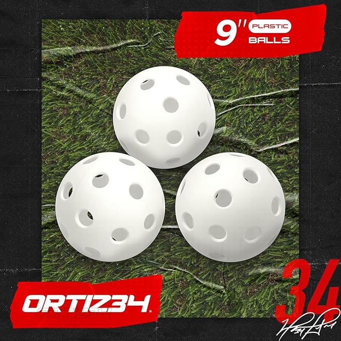 Grand Slam Set- Graffiti Plastic Bat, David Ortiz Backyard Baseball Set with 3 Balls, 4 Throw Down Bases