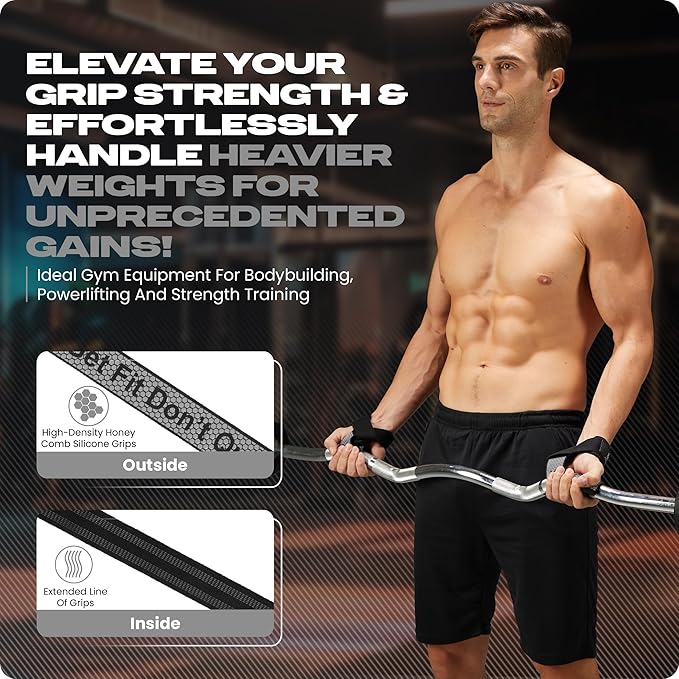 Special Essentials 2 Pack of Wrist Straps for Weightlifting - Two-Sided Anti Slip Silicone Grip & Padded Neoprene - Durable Gym Lifting Straps for Men and Women for Bodybuilding & Powerlifting