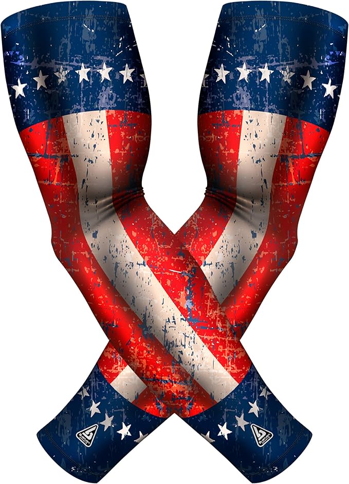 B-Driven Sports Pro Fit Compression Arm Sleeves for Men Women & Youth - Volleyball Golf Running Baseball Basketball - Pair