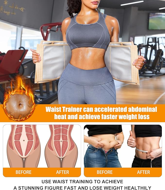 LEINIDINA Womens Waist Trainer Corset with Zipper Sweat Waist Trimmer for Women Workout Belt Corset Shapewear
