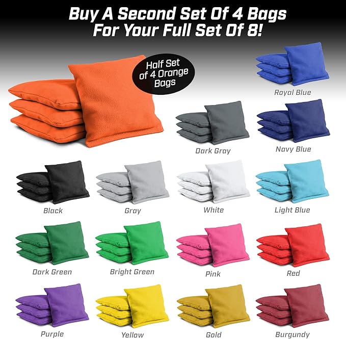 GoSports Cornhole Bean Bags Set of 4-16 Colors Available - Regulation All Weather, Mix and Match