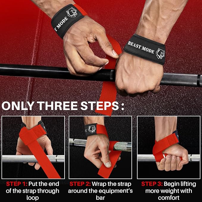 TECEUM Lifting Straps for Weightlifting Gym Strength Training - Wrist Straps with Neoprene Padded Cotton - Men & Women – Ideal for Powerlifting, Bodybuilding & Deadlifts