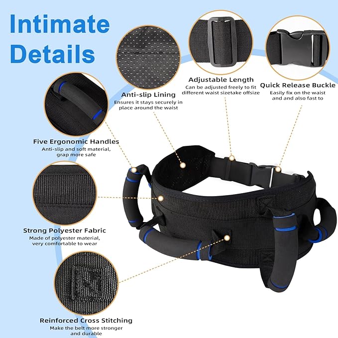 Gait Belts for Seniors, Gate Belts Medical for Elderly, Gait Belt with Handles, Transfer Belt for Elderly and Disabled, Lift Belt for Elderly Adults, Safety Medical Belt for Physical Therapy Handicap