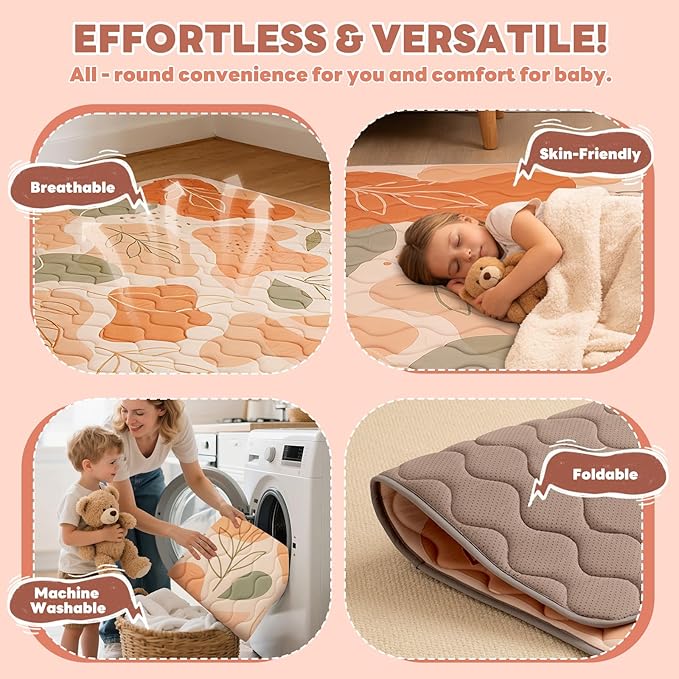 RONGFA Baby Play Mat for Floor, 50'' x 50'' Thicken Foam Soft Padded for Baby, Playpen Mat for Toddlers Infant Kids, Machine Washable, Non-Slip Bottom Safe for Crawling (Stone)