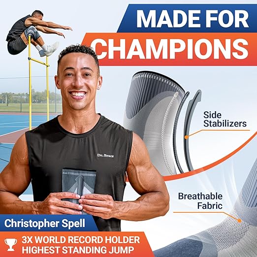 DR. BRACE ELITE Knee Brace with Size Stabilizer (2 Pack) Knee Brace for Women & Men, Workout, Sports, Daily Knee Compression Sleeve for Maximum Knee Pain Support & Fast Recovery (Uranus, X-Large) 2