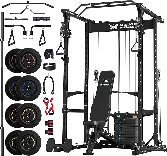 MAJOR FITNESS Drone1 Power Cage - Multi-Function Power Rack for Home Gym, Squat Rack, Cable Crossover System, for Strength Training