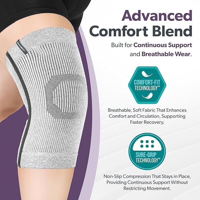 BraceAbility Plus Size Knee Brace for Women and Men – Compression Sleeve for Knee Pain Relief, Arthritis, Swelling, Osteoarthritis, Meniscus Tear, Joint Support Knee Stabilizer (5XL/6XL Gray)